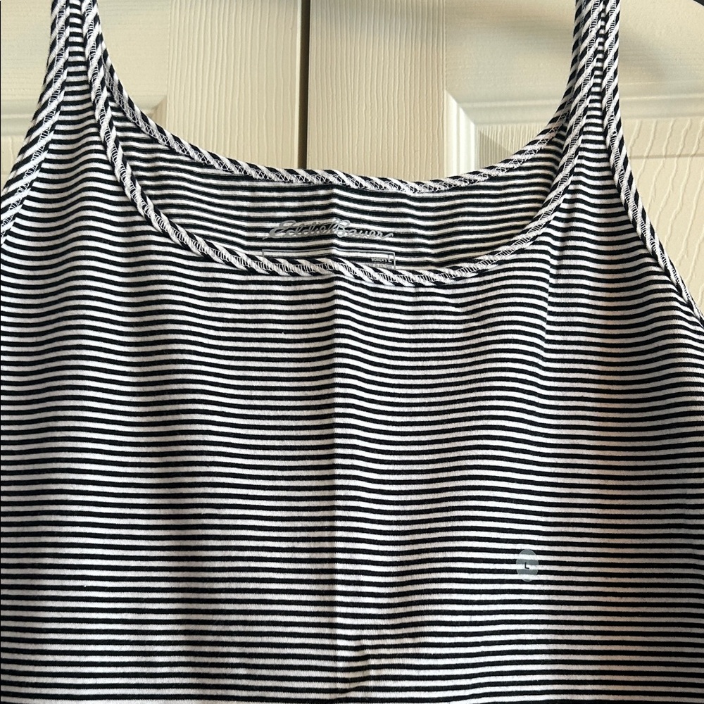 NWT: Eddie Bauer Sport Black/White and Pink/White Striped Tank Tops - Picture 3 of 10